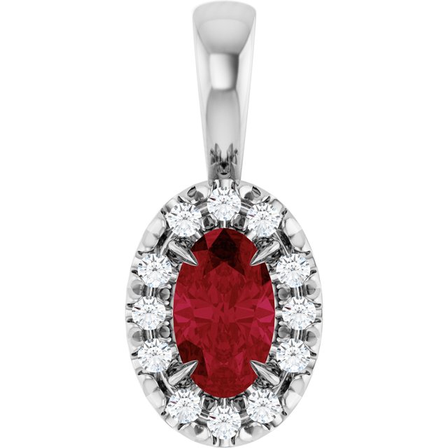 0.05 CTW Lab-Grown Emerald and Natural Diamond Halo Pendant in 14K Gold, Silver & Platinum