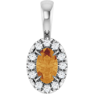 0.05 CTW Natural Diamond French-Set Halo Pendant with Natural Peridot in 14K Gold, Silver & Platinum