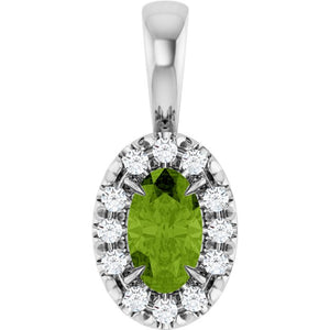 0.05 CTW Natural Diamond French-Set Halo Pendant with Natural Peridot in 14K Gold, Silver & Platinum