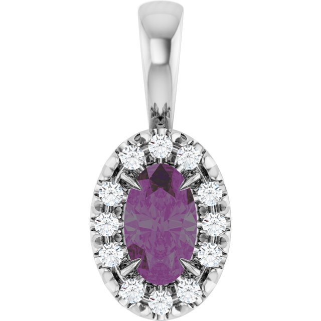 0.05 CTW Lab-Grown Emerald and Natural Diamond Halo Pendant in 14K Gold, Silver & Platinum