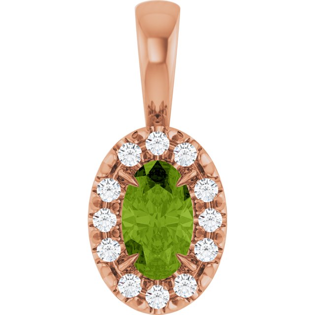 0.05 CTW Natural Diamond French-Set Halo Pendant with Natural Peridot in 14K Gold, Silver & Platinum