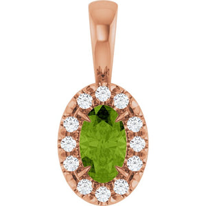 0.05 CTW Natural Diamond French-Set Halo Pendant with Natural Peridot in 14K Gold, Silver & Platinum
