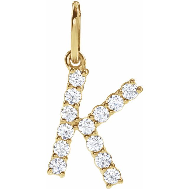 1/5 CTW Lab-Grown Diamond Initial Pendant in 14K Gold