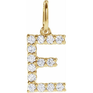 1/5 CTW Lab-Grown Diamond Initial Pendant in 14K Gold