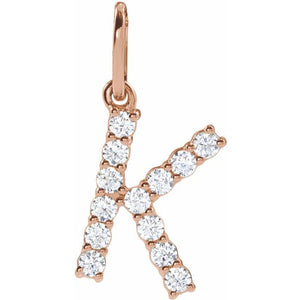 1/5 CTW Lab-Grown Diamond Initial Pendant in 14K Gold