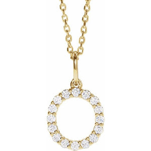 14K Yellow Gold Initial A Necklace with 1/5 CTW Lab-Grown Diamonds