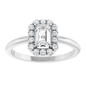 14K Gold Natural White Sapphire And Natural Diamond French-Set Halo-Style Ring