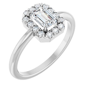 14K Gold Natural White Sapphire And Natural Diamond French-Set Halo-Style Ring