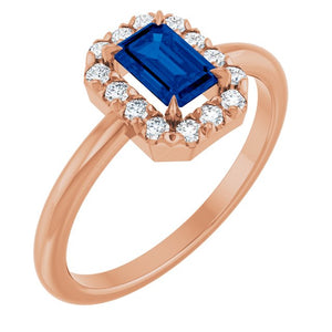 14K Gold Natural White Sapphire And Natural Diamond French-Set Halo-Style Ring