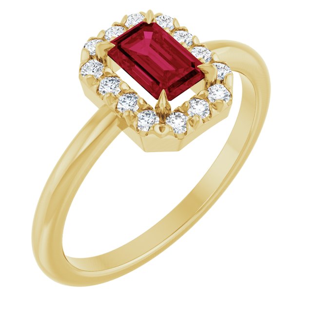 14K Gold Natural White Sapphire And Natural Diamond French-Set Halo-Style Ring