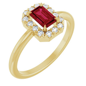 14K Gold Natural White Sapphire And Natural Diamond French-Set Halo-Style Ring