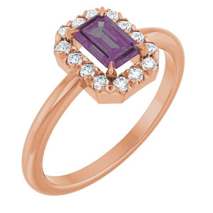 14K Gold Natural White Sapphire And Natural Diamond French-Set Halo-Style Ring
