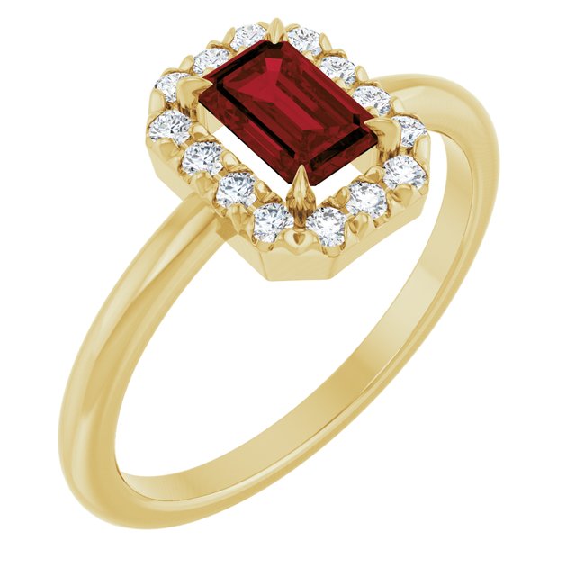 14K Gold Natural White Sapphire And Natural Diamond French-Set Halo-Style Ring