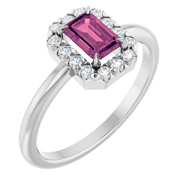 14K Gold Natural White Sapphire And Natural Diamond French-Set Halo-Style Ring