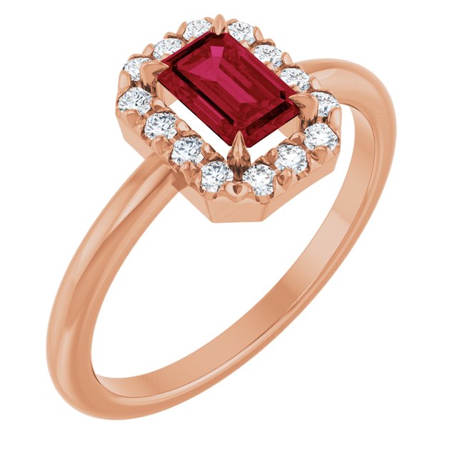 14K Gold Natural White Sapphire And Natural Diamond French-Set Halo-Style Ring