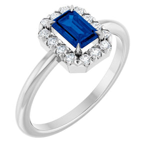 14K Gold Natural White Sapphire And Natural Diamond French-Set Halo-Style Ring