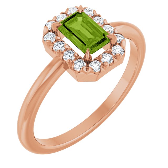 14K Gold Natural White Sapphire And Natural Diamond French-Set Halo-Style Ring
