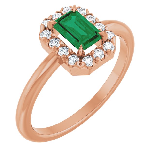 14K Gold Natural White Sapphire And Natural Diamond French-Set Halo-Style Ring