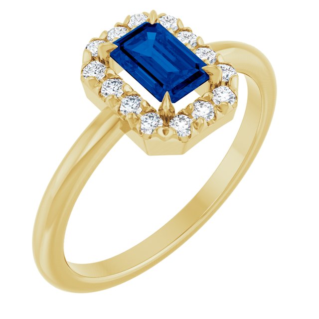 14K Gold Natural White Sapphire And Natural Diamond French-Set Halo-Style Ring