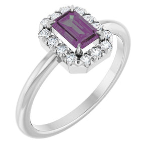 14K Gold Natural White Sapphire And Natural Diamond French-Set Halo-Style Ring