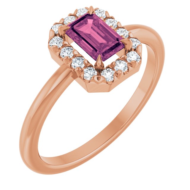 14K Gold Natural White Sapphire And Natural Diamond French-Set Halo-Style Ring