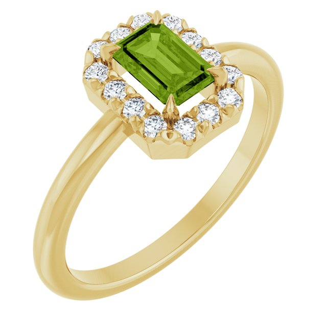 14K Gold Natural White Sapphire And Natural Diamond French-Set Halo-Style Ring