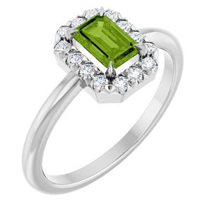 14K Gold Natural White Sapphire And Natural Diamond French-Set Halo-Style Ring