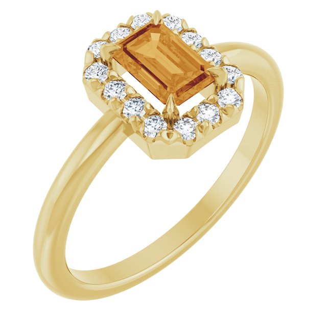 14K Gold Natural White Sapphire And Natural Diamond French-Set Halo-Style Ring