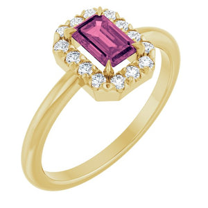 14K Gold Natural White Sapphire And Natural Diamond French-Set Halo-Style Ring