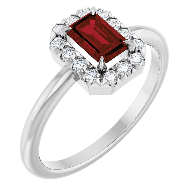 14K Gold Natural White Sapphire And Natural Diamond French-Set Halo-Style Ring