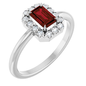 14K Gold Natural White Sapphire And Natural Diamond French-Set Halo-Style Ring