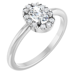 14K Gold Natural White Sapphire And Natural Diamond French-Set Halo-Style Ring