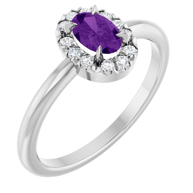 14K Gold Natural White Sapphire And Natural Diamond French-Set Halo-Style Ring