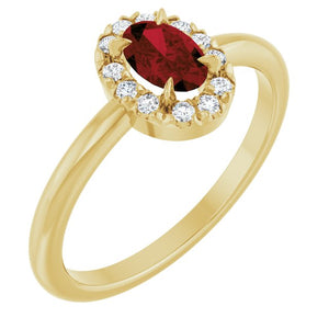 14K Gold Natural White Sapphire And Natural Diamond French-Set Halo-Style Ring