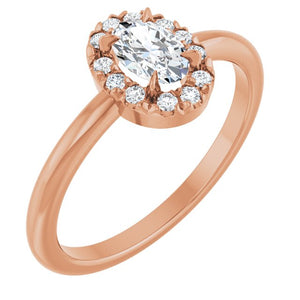 14K Gold Natural White Sapphire And Natural Diamond French-Set Halo-Style Ring