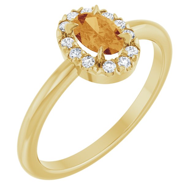 14K Gold Natural White Sapphire And Natural Diamond French-Set Halo-Style Ring