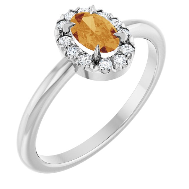 14K Gold Natural White Sapphire And Natural Diamond French-Set Halo-Style Ring