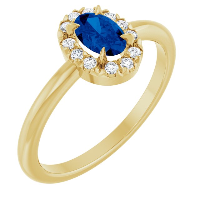 14K Gold Natural White Sapphire And Natural Diamond French-Set Halo-Style Ring