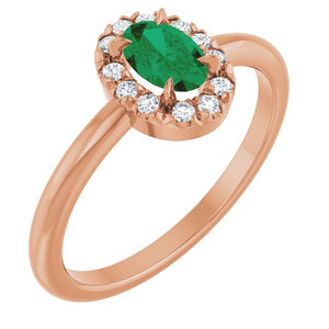 14K Gold Natural White Sapphire And Natural Diamond French-Set Halo-Style Ring