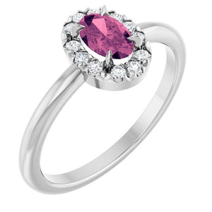 14K Gold Natural White Sapphire And Natural Diamond French-Set Halo-Style Ring