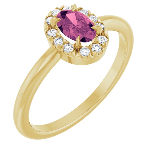 14K Gold Natural White Sapphire And Natural Diamond French-Set Halo-Style Ring