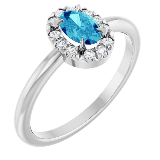14K Gold Natural White Sapphire And Natural Diamond French-Set Halo-Style Ring