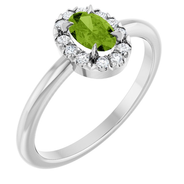 14K Gold Natural White Sapphire And Natural Diamond French-Set Halo-Style Ring