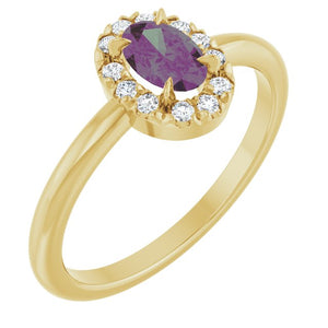 14K Gold Natural White Sapphire And Natural Diamond French-Set Halo-Style Ring
