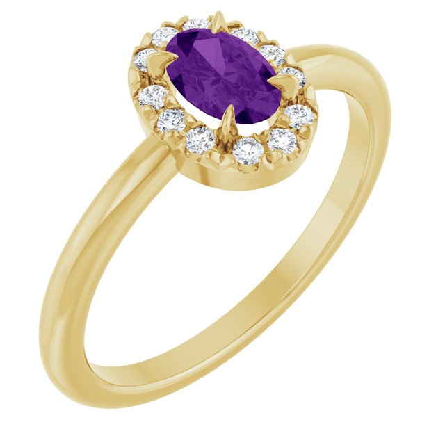 14K Gold Natural White Sapphire And Natural Diamond French-Set Halo-Style Ring