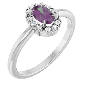 14K Gold Natural White Sapphire And Natural Diamond French-Set Halo-Style Ring