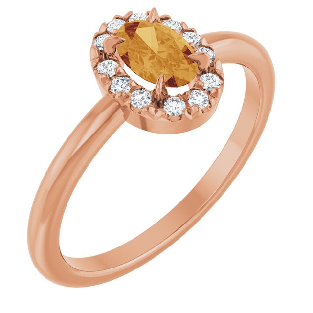 14K Gold Natural White Sapphire And Natural Diamond French-Set Halo-Style Ring