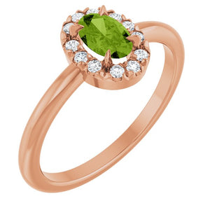 14K Gold Natural White Sapphire And Natural Diamond French-Set Halo-Style Ring