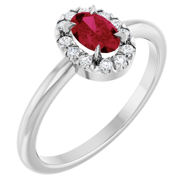 14K Gold Natural White Sapphire And Natural Diamond French-Set Halo-Style Ring