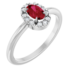 14K Gold Natural White Sapphire And Natural Diamond French-Set Halo-Style Ring